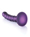 Metallic purple beaded silicone G-Spot dildo with suction cup, 5 inches from Shots Toys.