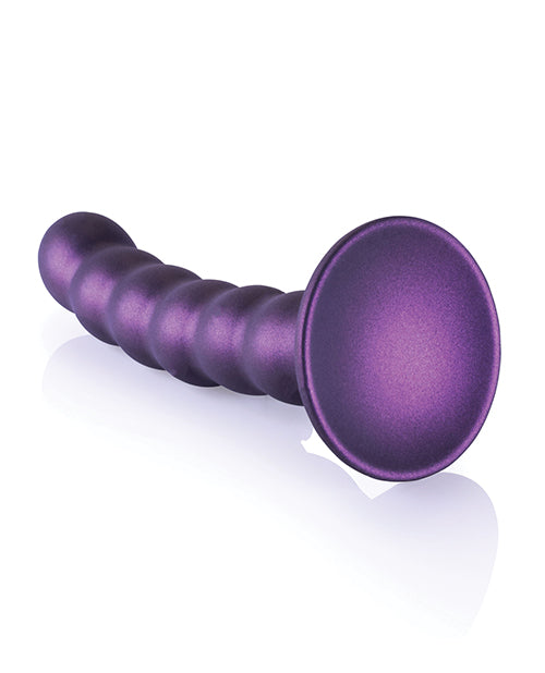 OUCH! BEADED SILICONE G-SPOT DILDO 5 IN METALLIC PURPLE-2