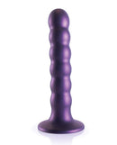 Metallic Purple Ouch! Beaded Silicone G-Spot Dildo with Suction Cup from Shots Toys