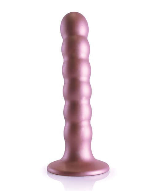 Ouch! Beaded Silicone G-Spot Dildo 5 inches Rose Gold with strong suction cup from Shots Toys