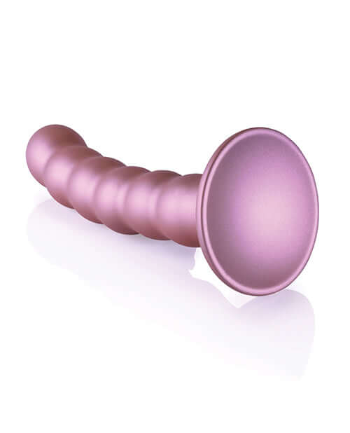 Ouch! Beaded Silicone G-Spot Dildo 5 inches Rose Gold with suction cup