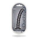 Ouch! Beaded Silicone G-Spot Dildo 6.5 inches Gunmetal Gray in packaging
