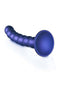 Metallic Blue 6.5-inch Beaded Silicone G-Spot Dildo with Suction Cup Base