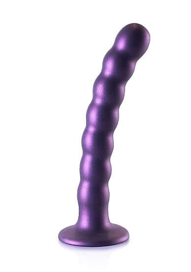 Metallic Purple Beaded Silicone G-Spot Dildo with Suction Cup - 6.5 inches by Shots Toys