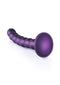 Ouch! Beaded Silicone G-Spot Dildo 6.5 inches Metallic Purple with Suction Cup