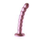 Rose gold beaded silicone G-Spot dildo with strong suction cup, 6.5 inches length, premium quality from Shots Toys