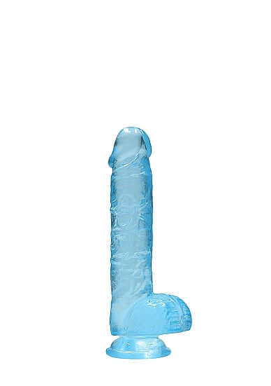 Realrock Clear Blue 6-Inch Realistic Dildo with Balls and Suction Cup for Body-Safe Pleasure