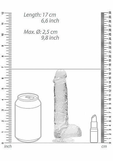 SHOTS AMERICA Realrock Crystal Clear Dildo with Balls 6 inches at $13.99
