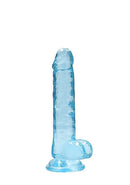 Realrock 7 inches Blue Realistic Dildo with Balls and Suction Cup for Smooth Surfaces