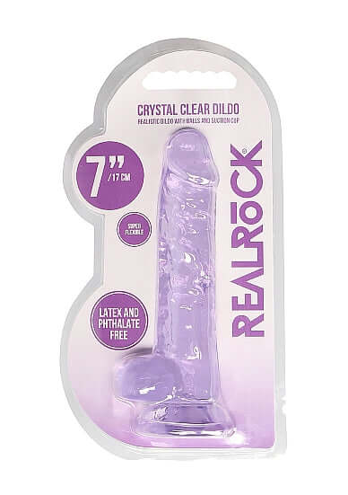 SHOTS AMERICA Real Cock 7 inches Realistic Dildo with Balls Purple at $14.99