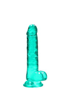 Realrock 7-Inch Realistic Dildo with Balls in Turquoise Green with Suction Cup for Hands-Free Fun
