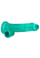 Realrock 8 inches Turquoise Green Dildo with Balls and Suction Cup from Shots Toys America in Crystal Clear Design