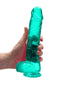 SHOTS AMERICA Realrock Dildo with Balls 9 inches Turquoise Green at $27.99