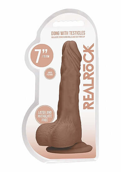 SHOTS AMERICA Realrock 7 inches Dong Tan Skin Tone with Testicles at $21.99
