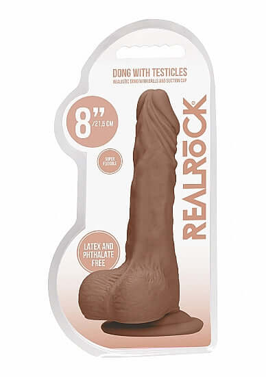 SHOTS AMERICA Realrock 8 inches Dong Tan Medium Skin Tone with Testicles at $29.99