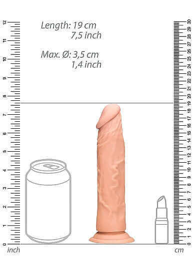 SHOTS AMERICA Realrock 7 inches Dong Flesh Light Skin Tone without Testicles at $19.99
