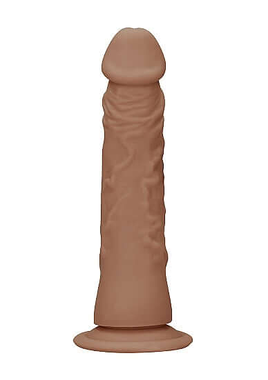 Realrock 7 inches dong in tan medium skin tone, featuring realistic design and soft texture, ideal for intimate use.