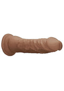 Realrock 7-inch medium skin tone dildo, realistic design with pronounced head and bulging veins.