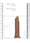 Realrock 7-inch medium skin tone dildo next to a soda can for size comparison, showcasing realistic design and measurements.
