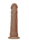 RealRock 9-Inch Medium Skin Tone Dildo with lifelike texture, pronounced head, and veins for a realistic sensual experience.