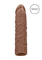 Realrock 7-inch Penis Sleeve in medium skin tone, featuring realistic textures and shapes from Shots Toys, made from body-safe TPE.