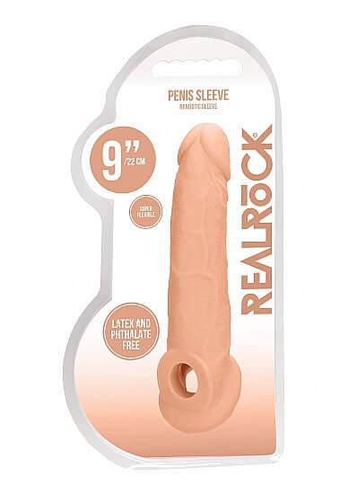 SHOTS AMERICA Realrock Penis Sleeve 9 inches Flesh Light Skin Tone at $19.99