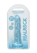 Realrock 7-inch blue clear non-realistic dildo with suction cup in packaging