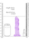 Crystal Clear 7-Inch Non-Realistic Purple Dildo by Shots Toys with size comparison to a can and lipstick