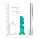 Realrock Non-Realistic 7 inches Turquoise Dildo with Suction Cup - Size Comparison with Can and Lipstick