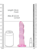Pink 7-inch Non-Realistic Dildo with Suction Cup from Shots Toys America shown for size comparison next to a can and lipstick