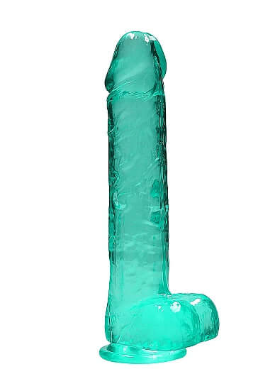 Realrock Realistic Dildo with Balls 10 inches Turquoise with sturdy suction cup by Shots America