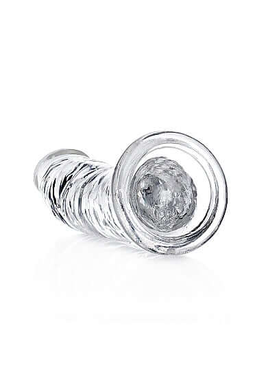 Realrock Slim 6-Inch Transparent Dildo, clear phthalate-free TPE with suction cup base for versatile pleasure.