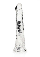 Realrock Slim 6-Inch Transparent Dildo with suction cup base, made from phthalate-free TPE for safe use.