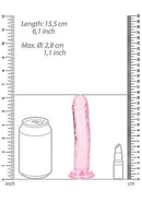 Realrock Crystal Clear 6-Inch Dildo size comparison with soda can and lipstick
