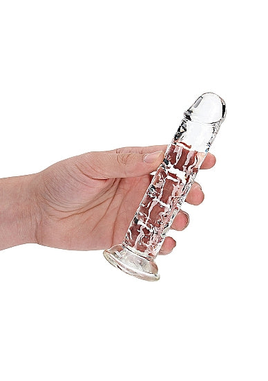 Experience Crystal Clear Ecstasy with RealRock Straight Realistic 6" Dildo in Transparent Clear