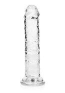 Transparent clear RealRock Straight Realistic 6" Dildo by Shots Toys for intimate pleasure.