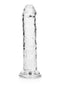 Transparent clear RealRock Straight Realistic 6" Dildo by Shots Toys for intimate pleasure.