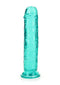 Realrock Straight Realistic 7 inches Turquoise Dildo with detailed textures and suction base for anal and vaginal use