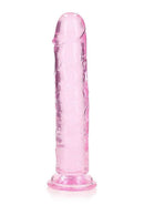Realrock 8 Inch Pink Realistic Straight Dildo with Suction Cup - Crystal Clear, Elegant Design, Body-Safe for Vaginal and Anal Stimulation