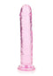Realrock 8 Inch Pink Realistic Straight Dildo with Suction Cup - Crystal Clear, Elegant Design, Body-Safe for Vaginal and Anal Stimulation