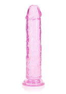 Realrock realistic straight pink dildo 8 inches with crystal clear design and suction cup