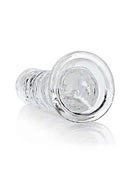 Realrock Clear Realistic Dildo 8 inches exhibiting its crystal clear design for intimate pleasure