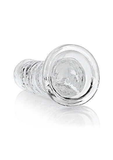 Realrock Clear Realistic Dildo 8 inches exhibiting its crystal clear design for intimate pleasure