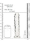 Realrock Clear Realistic Dildo 8-inch next to measurements, soda can, and lipstick for size comparison.