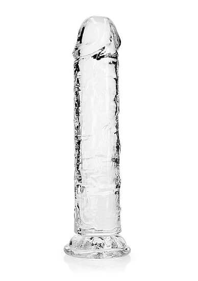Realrock Clear Realistic Dildo 8 inches for anal and vaginal pleasure with crystal clear design by Shots Toys