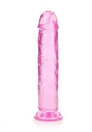 Realrock Realistic Straight Dildo 10 inches in pink color with suction base from Shots Toys, suitable for anal and vaginal use