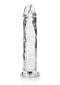 Realrock 11-inch crystal clear realistic straight dildo from Shots Toys with lifelike features and transparent design.
