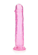 Realrock Crystal Clear Realistic 11-inch pink dildo with suction cup base, offering transparent pleasure for vaginal and anal play