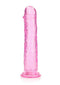 Realrock Crystal Clear Realistic 11-inch pink dildo with suction cup base, offering transparent pleasure for vaginal and anal play