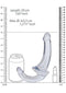 Crystal clear Strapless Strap-On 6-Inch Double Dildo with product dimensions comparison chart.